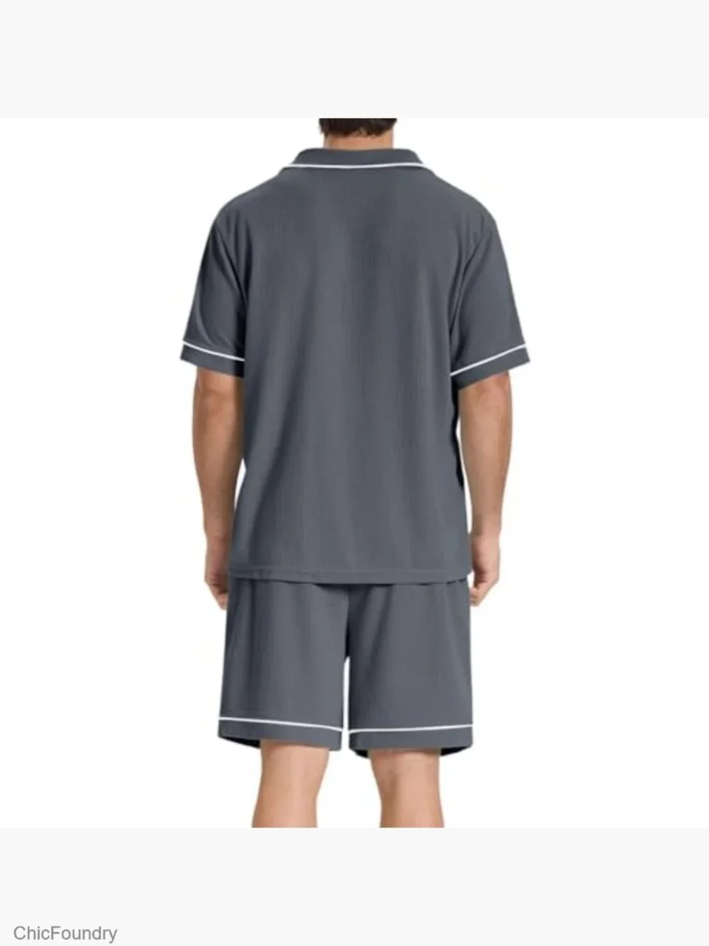 Waffle Knit Pajama Set with Pockets Short Sleeve Loungewear